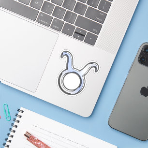 Sticker Chrome argenté comme le signe du zodiaque Taureau