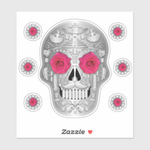 Sticker Chrome (Rose rose) Calavera
