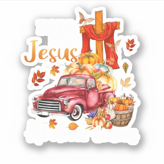 Sticker Chute Pour Jésus Il N'A Jamais Feuille Citrouille  (Devant)