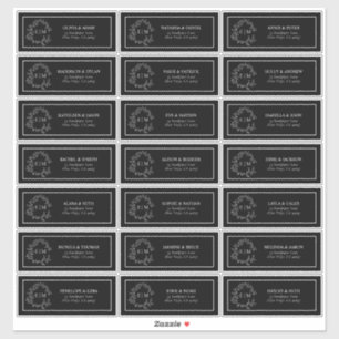 Sticker Cimier feuillu noir et blanc Monogramme Adresse du