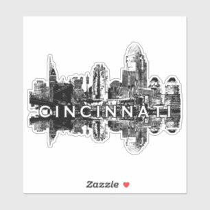 Sticker Cincinnati, Ohio skyline en encre noire