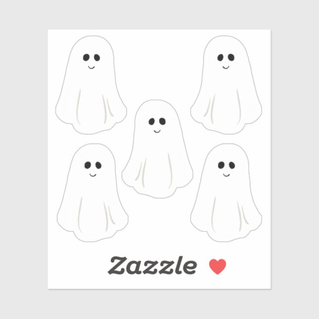 Sticker Cinq Mignons Petits Fantômes (Feuille)