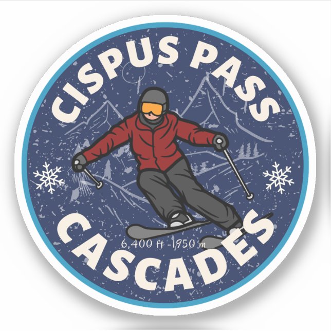 Sticker cipus pass ski washington (Devant)