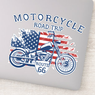 Sticker Circuit moto Route 66 Drapeau USA