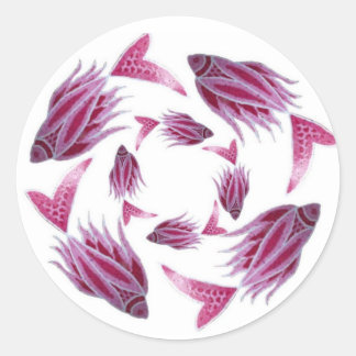 Sticker circulaire de poisson rose
