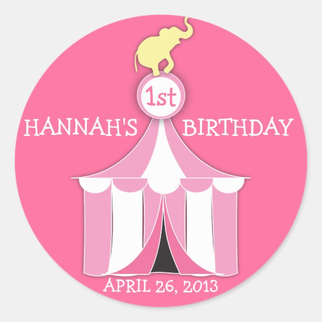 Sticker Circus Tent & Elephant Anniversaire de enf (Devant)