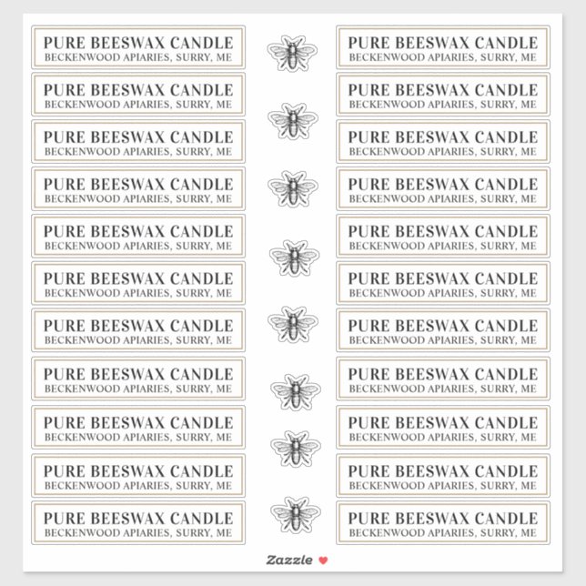 Sticker Cire d'abeille Bougie mat blanc ou brillant transp (Feuille)