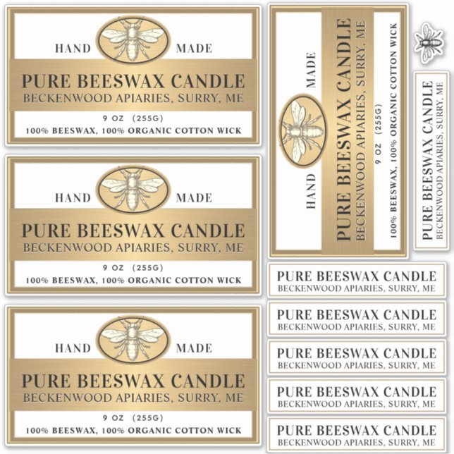 Sticker Cire d'abeille Bougie Matte abeille blanche ou tra (Devant)