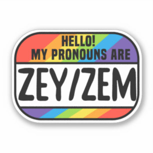 Sticker Cis Trans Nom Non-binaire Balise Prononons Zey Zem