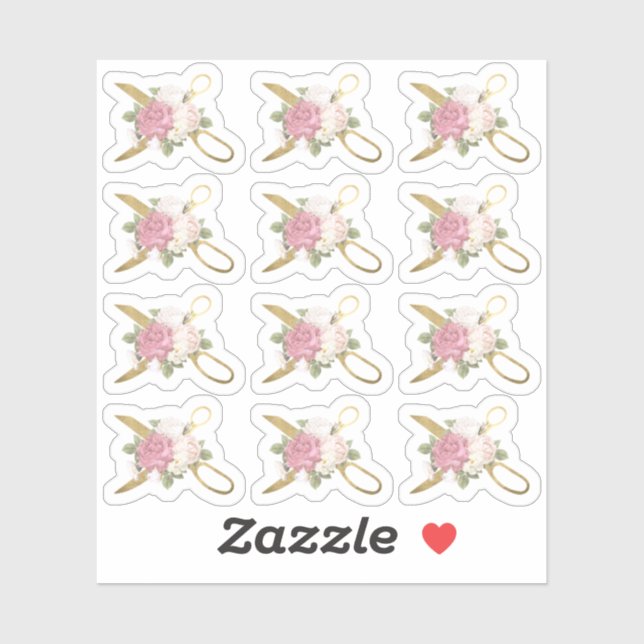 Sticker Ciseaux à coudre d'or & Shabby Chic Rose Planner (Feuille)