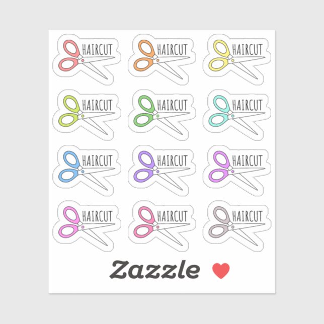 Sticker Ciseaux de coupe de cheveux Rappel de salon de coi (Feuille)