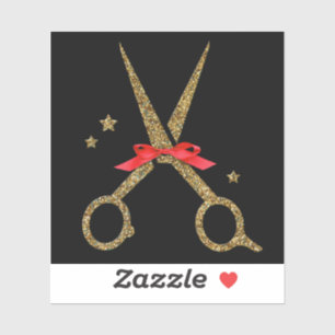 Sticker Ciseaux de parties scintillant d'or - Coiffeur sty
