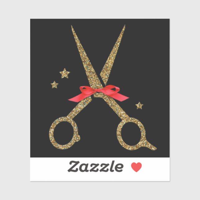 Sticker Ciseaux de parties scintillant d'or - Coiffeur sty (Feuille)