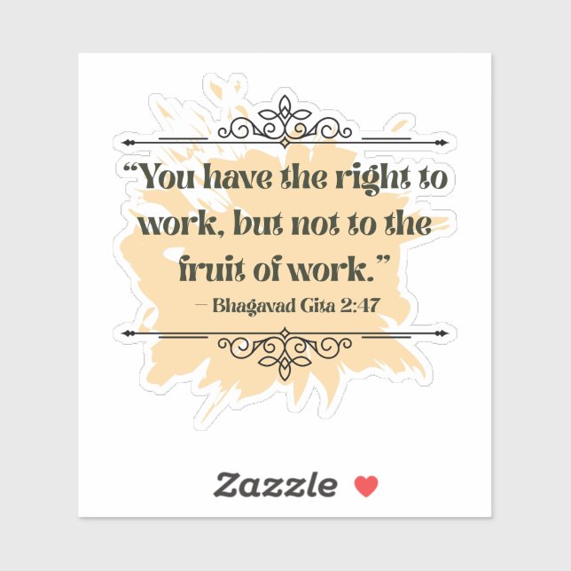 Sticker Citation Bhagavad Gita minimaliste orange inspirée (Feuille)