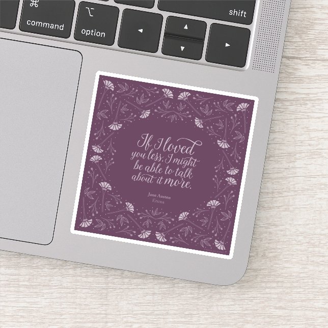 Sticker Citation d'amour florale pourpre Emma Jane Austen (Détail)