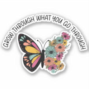Sticker Citation de fleurs de papillon inspirante