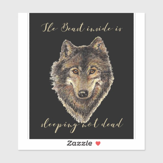 Sticker Citation de la bête dans le sommeil non mort Wolf (Feuille)