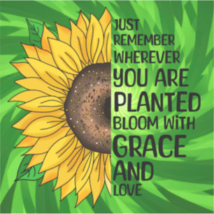 Sticker Citation et tournesol tiré à la main