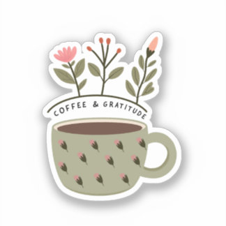 Sticker Citation Florale Coffee Cup