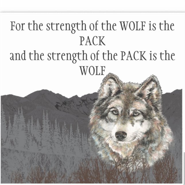 Sticker Citation inspirante Gray Wolf Mountain Animal (Devant)