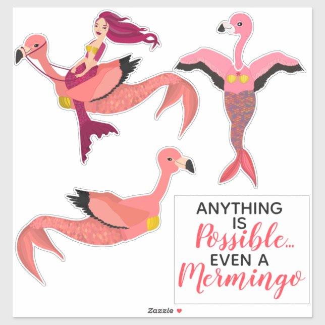 Sticker Citation inspirée de mignonne sirène rose et mermi (Feuille)