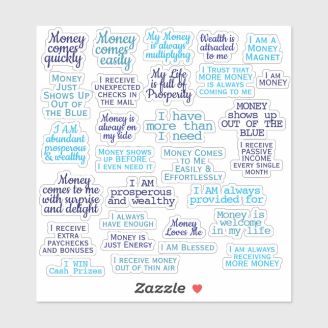 Sticker Citations de manifeste de prospérité de la manifes (Feuille)