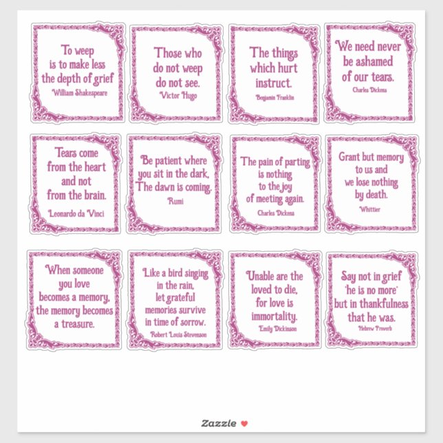 Sticker Citations douloureuses aux frontières magenta Vint (Feuille)