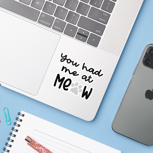 Sticker Citations Mignonnes Chat (Ordinateur portable avec iPhone)