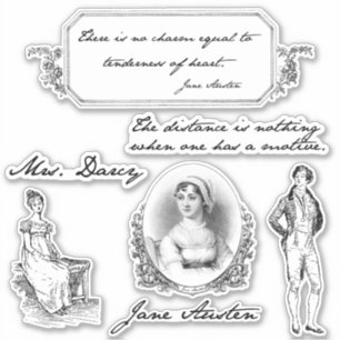 Sticker Citations vintages et gravures de Jane Austen