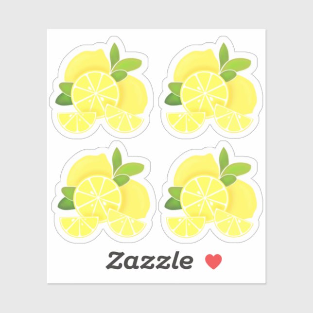 Sticker Citron citron tranches de citron fruits tropicaux  (Feuille)