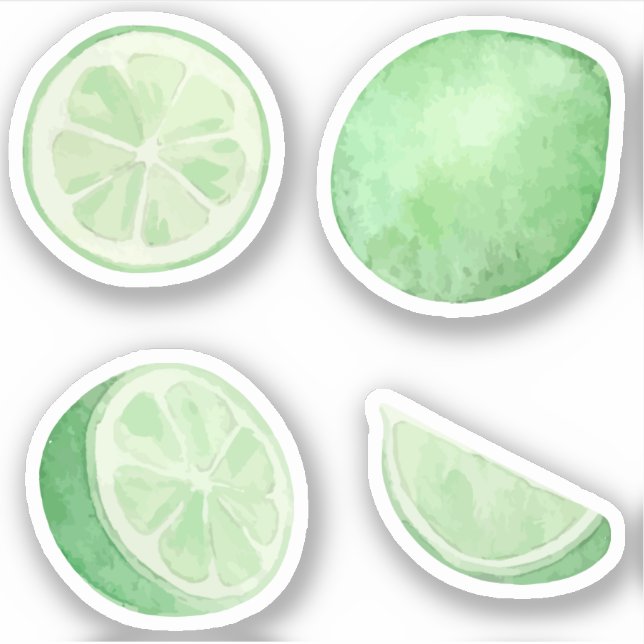 Sticker Citron vert citron agrumes tranches d'eau set (Devant)