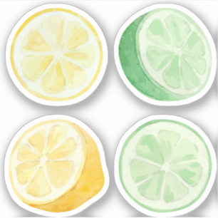 Sticker Citronnade citron et citrons verts ensemble aquare