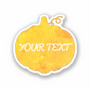 Sticker Citrouille Aquarelle Peinture Texte personnalisé
