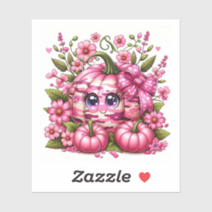 Sticker Citrouille Camoflauge Rose mignon