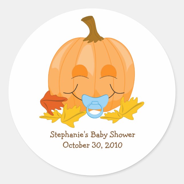 Sticker Citrouille de Baby shower de Pacifier mign (Devant)