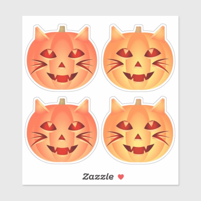 Sticker Citrouille de chats d'Halloween (Feuille)