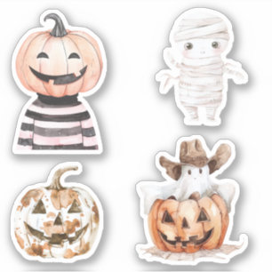 Sticker Citrouille de momie de cow-boy Western Halloween