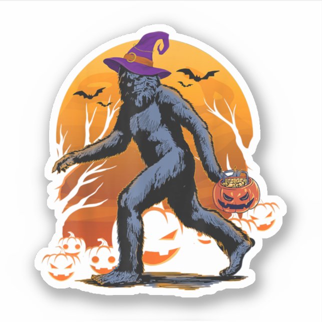 Sticker Citrouille de sorcière Bigfoot Halloween amateurs  (Devant)