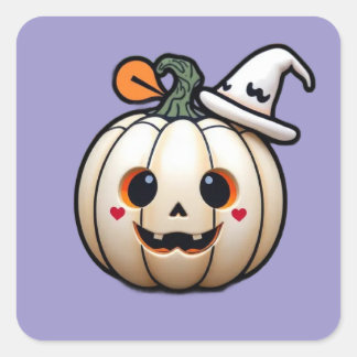Sticker Citrouille d'Halloween mignon - Style Kawa