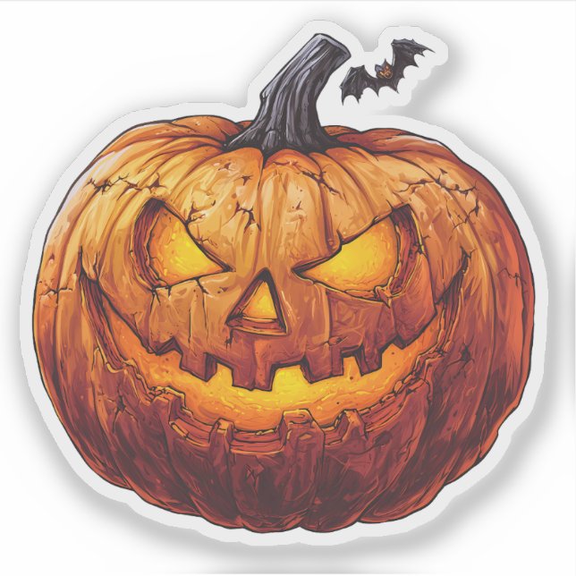 Sticker Citrouille éffrayant Jack-o-Lantern (Devant)