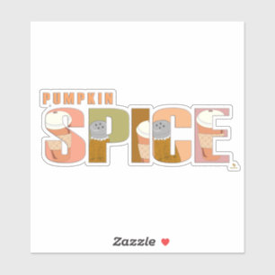 Sticker Citrouille Épices Automne Mot Temps de plaisir