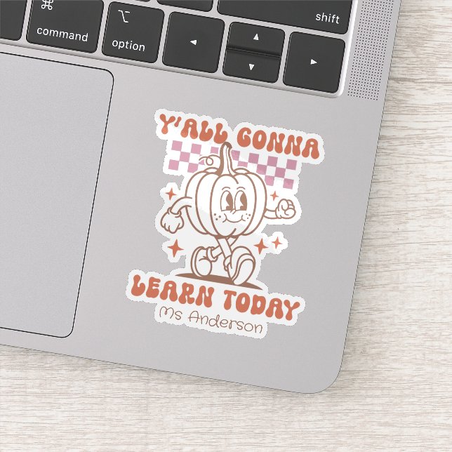 Sticker Citrouille et devis de l'enseignant rétro personna (Détail)