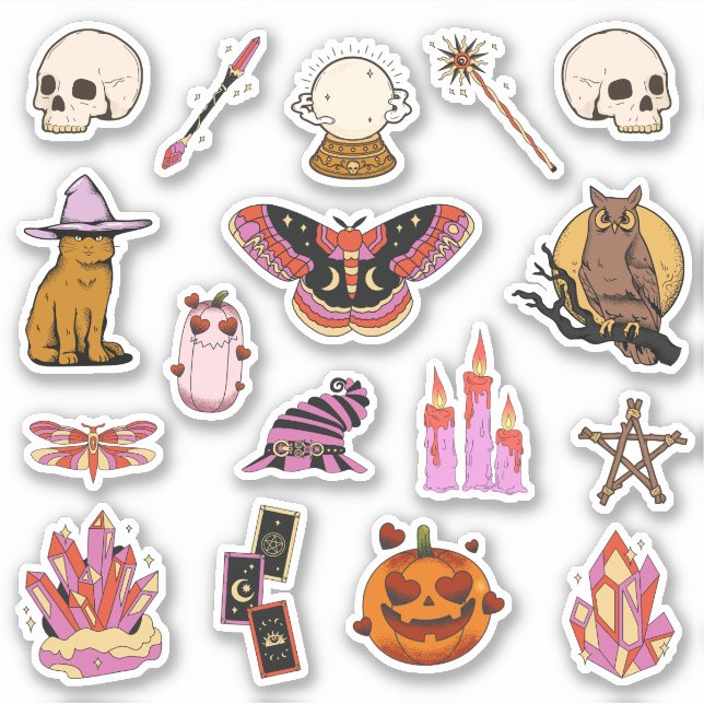 Sticker Citrouille Halloween magique Kitty Pack (Devant)