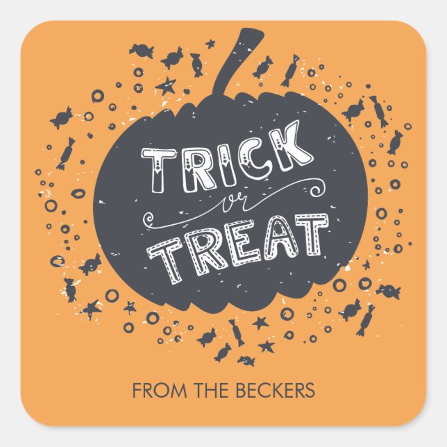 Sticker Citrouille Halloween Trick Ou Treat (Devant)