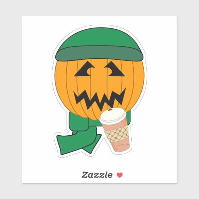 Sticker Citrouille Hipster Jack-o-lanterne Halloween Desig (Feuille)