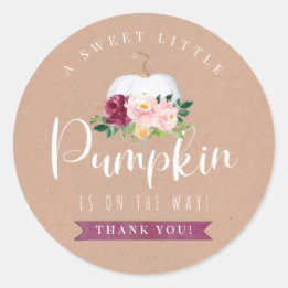 Sticker Citrouille Merci de Baby shower Automne