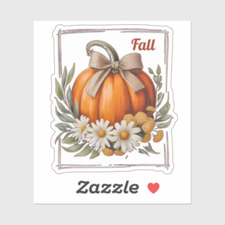 Sticker Citrouille rustique d'automne Nœud de toile de jut