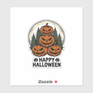 Sticker Citrouille Vintage Halloween Jack O Lanterne Fores