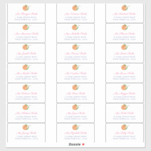 Sticker Citrus méditerranéen rose Enveloppe Invité Adresse