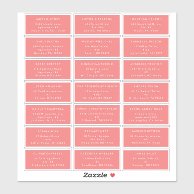 Sticker Citrus Minimalist Mariage rose Adresse d'invité (Feuille)